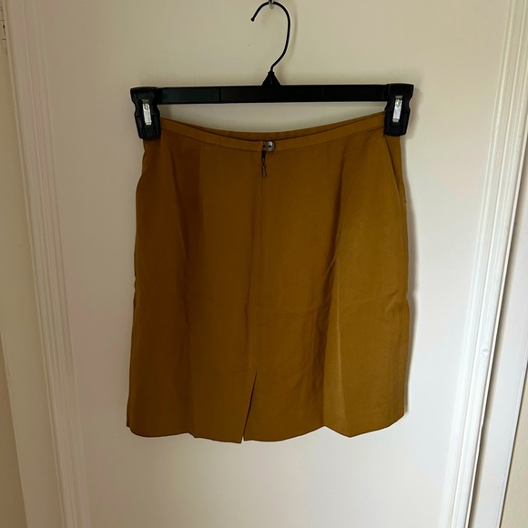 Vintage Ann Taylor Loft Silk Pencil Skirt Lined 6P Petite Camel Tan - Picture 2 of 9